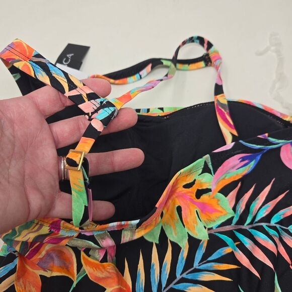 LA BLANCA One Shoulder Keyhole Tankini Swimsuit Top Women's 6 Tummy Control NWT - Picture 8 of 12